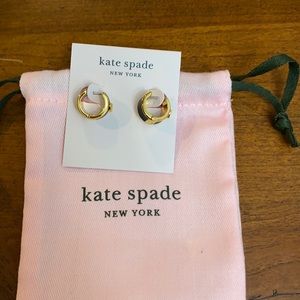 Kate Spade Plate Gold with a heart Huggins earrings